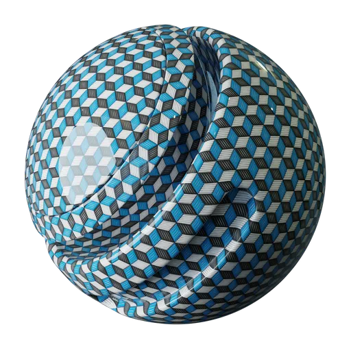High-quality PBR 3D material with an optical illusion cube pattern for Blender visualization and rendering.