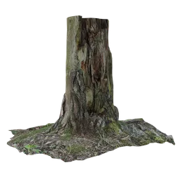 Detailed textured 3D model of a realistic dead tree stump suitable for Blender environments.