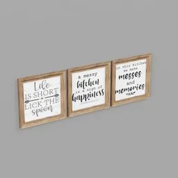 Framed Kitchen Wall Art Sign Set