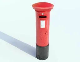 Detailed 3D rendering of a vintage red mailbox for urban environments, compatible with Blender.