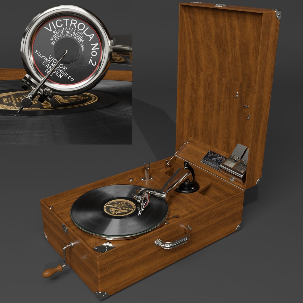 Portable gramophone victrola vv 50 FREE Audio Devices models BlenderKit