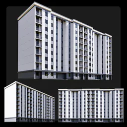 "Modern Residential Building 3D model for Blender 3D - Featuring a skylight, Stalinist style highrise, and detailed data center. Perfect for public architecture projects or life simulator game environments."