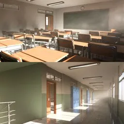 School Hallway and Classroom