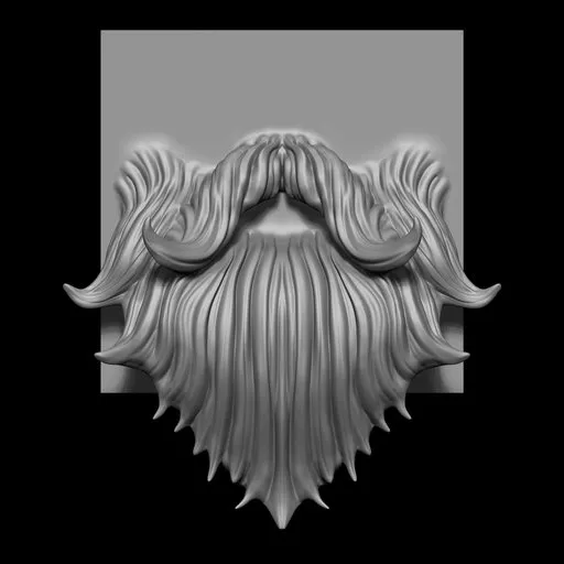 3D sculpting tool for creating detailed stylized beards and mustaches in Blender models.