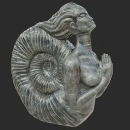 Siren black marble statue