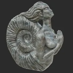 Siren black marble statue