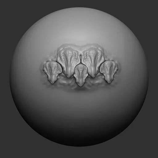 NS Dragon multi scales 02 brush imprint of layered reptilian scales for 3D sculpting in Blender.