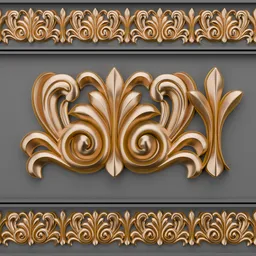 Intricate golden 3D trim brush ornament for efficient detailing in Blender 3D projects.