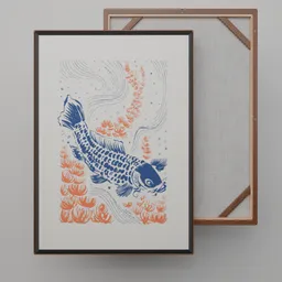 Japanese Fabric Wall Art "catfish2"