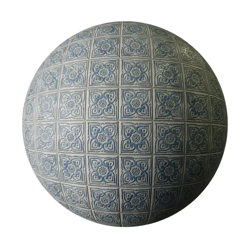 Ornamental blue tiles