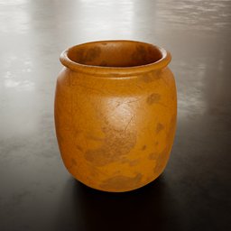 "Lowpoly clay pot 3D model with realistic texture, made in Blender and textured in Substance Painter. Perfect for adding a touch of rustic charm to your 3D scenes."