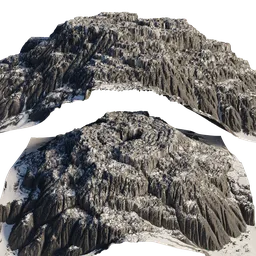 Detailed winter terrain 3D model with snowy texture, optimized for Blender rendering.