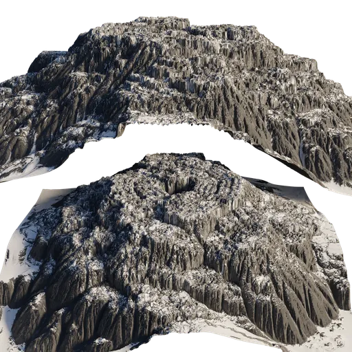 Detailed winter terrain 3D model with snowy texture, optimized for Blender rendering.