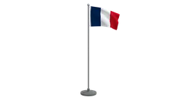 Low poly animated French flag 3D model with quads, optimized for Blender CG visualizations.