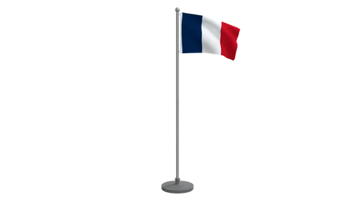 Low poly animated French flag 3D model with quads, optimized for Blender CG visualizations.