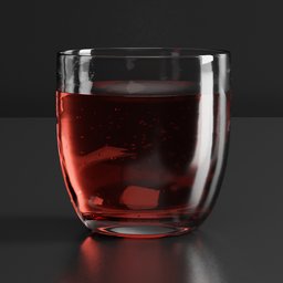 Drinking glass with red fluid an oxygen sparkles