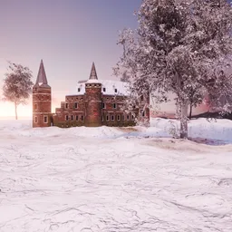 Snowy Castle Landscape Scene