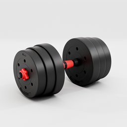 Adjustable dumbbell with a red handle