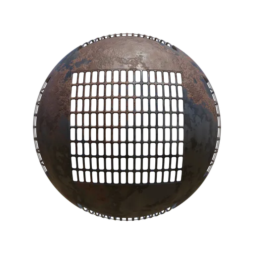 Customizable procedural metal grate texture with optional rust effect for PBR shading in Blender 3D and other 3D applications.