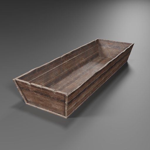 Realistic Blender 3D model of a medieval wooden trough with detailed textures.