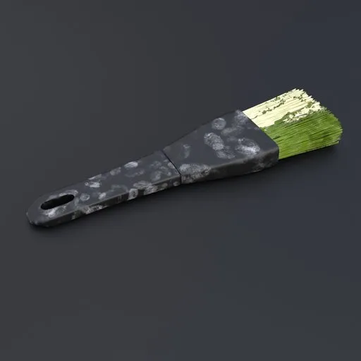 Detailed Blender 3D model of a paintbrush with a realistic handle and bristles, suitable for team projects.