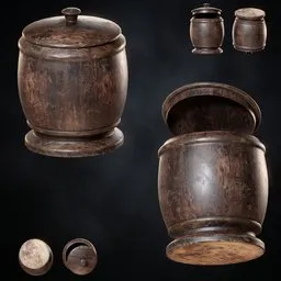 Rustic Dark Wooden Storage Jar