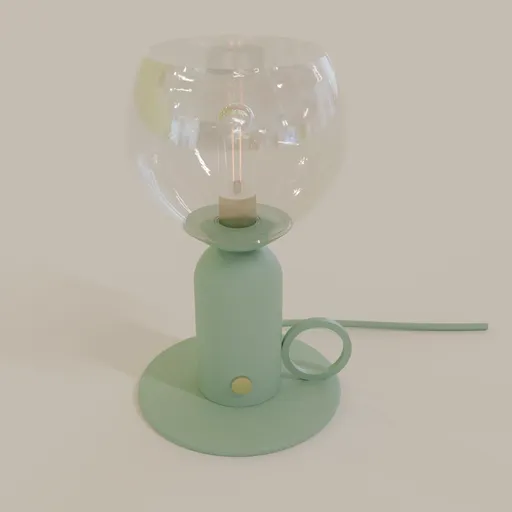 3D rendered modern kerosene-style lamp with soft glow, Blender-rendered table-lamp model.