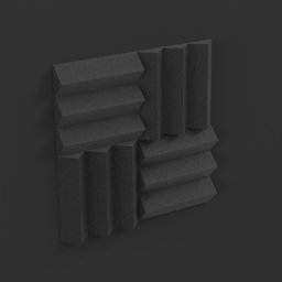 Highly detailed 3D acoustic foam paneling, Blender render for soundproofing in studio design.