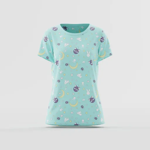 Mint Celestial Bunny & Cat T-Shirt