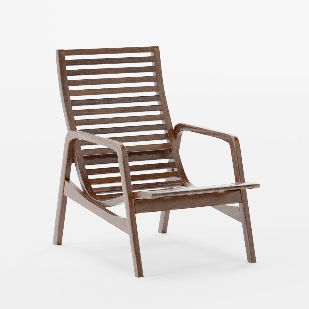 Wooden Garden Chair 3D Armchair models BlenderKit