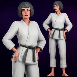 Female karate character - Rigged