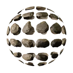 High-quality PBR rock atlas texture preview for 3D environments, optimal for Blender material libraries with displacement.