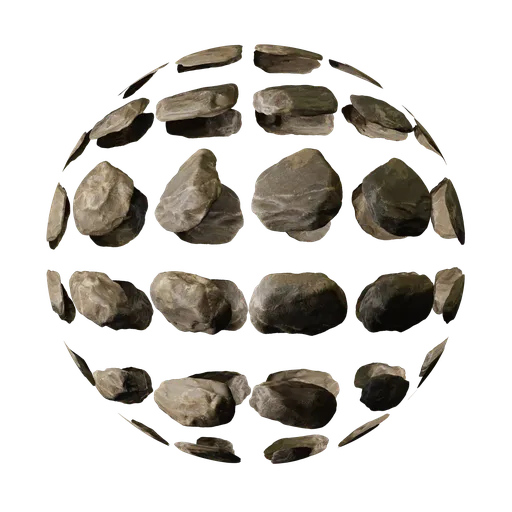 High-quality PBR rock atlas texture preview for 3D environments, optimal for Blender material libraries with displacement.