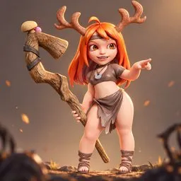 Stylized Antler Shaman Girl Character