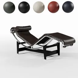 Highly detailed 3D model of a modern chaise lounge with customizable leather and fabric for Blender visualization.