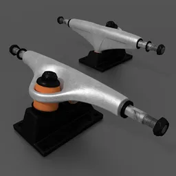 "Get your hands on the durable 127mm Generic Skate Truck 3D model, perfect for extreme sports enthusiasts. Created using Autodesk Inventor and Blender 3D software in 2019, this official render features mango-colored bolts and a side view profile centered on a black stand. Don't miss out on this exceptional design by Maria Helena Vieira da Silva and Chris Cunningham."