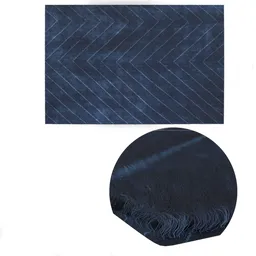 High-quality 3D model of a blue chevron-patterned rug, detailed fabric texture, ideal for Blender rendering and interior design visuals.