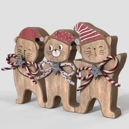 Christmas Wooden Cats