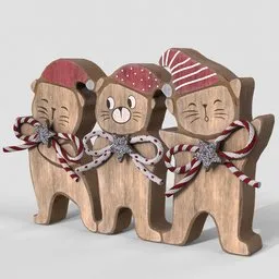 Christmas Wooden Cats
