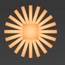 3D geometric sun model with radiant beams, designed for Blender, suitable for sci-fi space scenes.