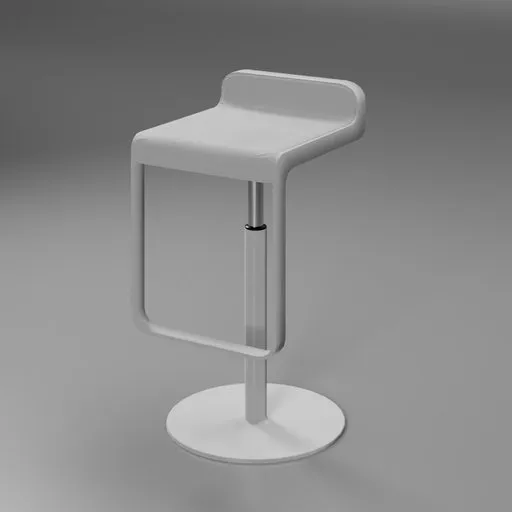 Modern white synthetic leather bar chair 3D model with steel frame and swivel functionality for Blender rendering.