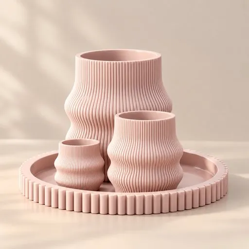 Fluted Vase Trio Set