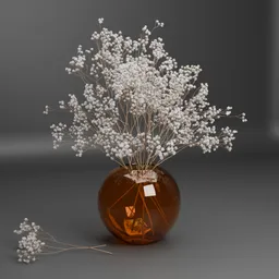 Dried Baby Breath in Glass Vase