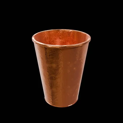 Detailed 3D rendering of a textured copper glass, ideal for Blender 3D projects, with a focus on realism and decoration.