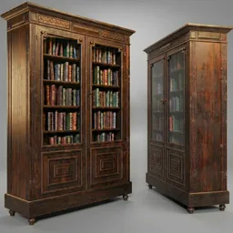 Antique Dark Wood Librarian Bookcase