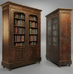 Antique Dark Wood Librarian Bookcase