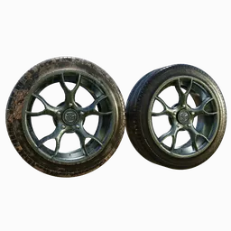 Detailed 3D model of two Mazda wheels, designed for Blender rendering and vehicle visualization.