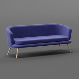 "Discover the 'Gistrup 3 seats' sofa, a mid-century Scandinavian-inspired masterpiece, meticulously crafted in Blender 3D. This stunning blue couch with wooden legs showcases a fine image in an unreal engine render style, perfect for interior designers seeking high-quality 3D models for their projects."