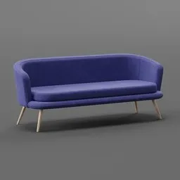 "Discover the 'Gistrup 3 seats' sofa, a mid-century Scandinavian-inspired masterpiece, meticulously crafted in Blender 3D. This stunning blue couch with wooden legs showcases a fine image in an unreal engine render style, perfect for interior designers seeking high-quality 3D models for their projects."