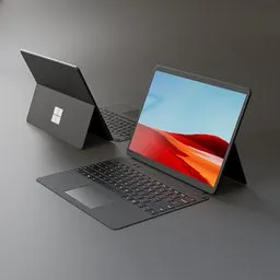 Detailed 3D model of a modern laptop with PBR textures, optimized for Blender.